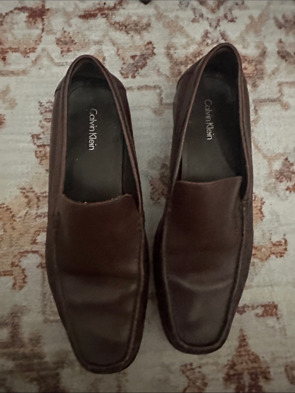 Calvin Klein Men's Brown Leather Slip-On Loafers 11 Neil